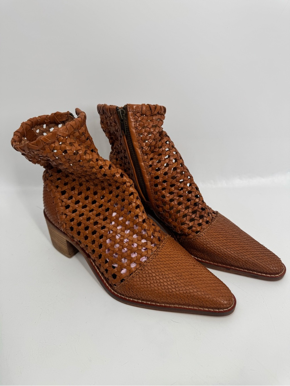 NEW Free People Woven Leather In The Loop Woven Boots Size 37 - Picture 3 of 15